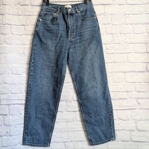 Triarchy High Rise Mom Jeans 29 Medium Blue Denim Barrel Straight Leg 90s Y2K